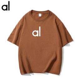 Women's T-shirt Al0 Womens Yoga Clothes Summer Leisure Sports Short-sleeved Shirt Fitness Exercise Round Neck Gym Aliyzj5au4