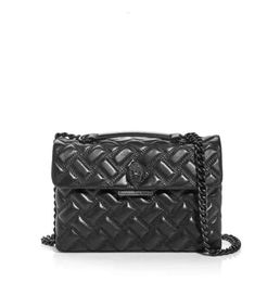 Kurt Geiger London Kensington Full Black Soft Leather Handbags Luxury Chains Shoulder Bag Big Cross Body Purse and bag 1982ess