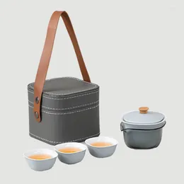 Teaware Sets Candy Colour Travel Tea Set Suit Fashion Simple One Pot Fills Three Cups Portable Quick Cup Chinese Ceramic