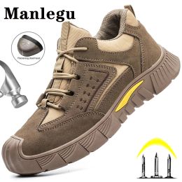 Boots Men Welder Shoes Breathable AntiSmash Safety Work Sneakers Indestructible Men Work Shoes Boots Steel Toe Safety Shoes Footwear