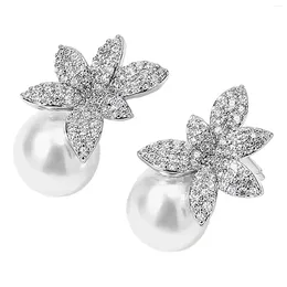 Stud Earrings Ear With Pearl Decor Female Hypo-allergenic Lightweight Ornaments For Banquet Gown Travel Ears