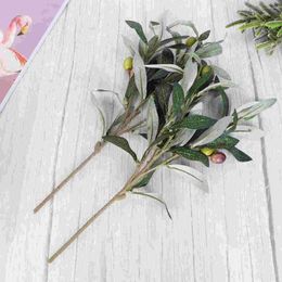 Decorative Flowers 2 Pcs Olive Green Decor Fake Plant Indoor Wedding Ornament Flower Arrangement Supplies Simulation