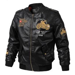 Men's Jackets Spring and Autumn New V-neck Mens Motorcycle Leather Clothes Washing Pu Jacket Fashion