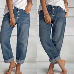 Women's Jeans Loose Ladies Pants 2024 Fashion Vintage Straight Oversize High Waist Mom Wide Leg Blue