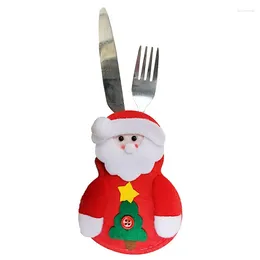 Dinnerware Sets Christmas Cutlery Holders Knife Fork Tableware Bags Pocket Decoration 2024 Year Dinner Table Ornament