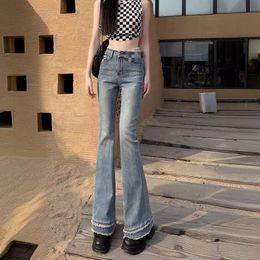 New Micro Ragged High Waist Jeans Elastic Slim Fit Ragged Edge Micro Ragged Horseshoe Pants