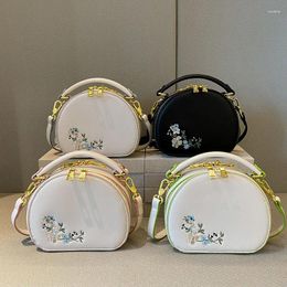 Evening Bags Design Embroidered Single Shoulder Oblique Straddle Bag Women's Small Round Mobile Phone Casual Handbag