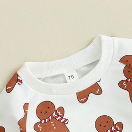 Clothing Sets Baby Girls Christmas Pants Long Sleeve Gingerbread Print Sweatshirt Tops Drawstring Clothe