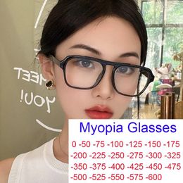 Sunglasses Ultralight Square Myopia Glasses Men Women Black Big Frame Computer Anti Blue Light Prescription Eyeglasses