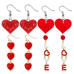 Dangle Earrings 4 Pairs Valentine's Day Resin Heart Drop Ear Rings Love Shaped Pendant Accessories For Women Girls