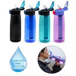 Water Purifier Water Kettle with Filter Outdoor Camping Sports Survival Emergency Supplies Water Filter Filtration System Bottle 240312