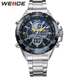 WEIDE New Fashion Men Sport Watch Top Luxury Brand Full Steel Strap Military Analog Digital Causal Clocks Man Relogio Masculino293R