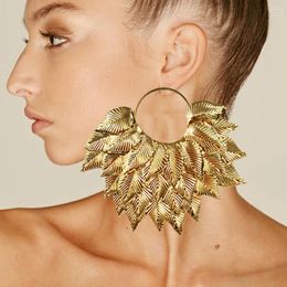 Dangle Earrings Big Geometric Gold Color Stud Earring Pendant For Women Drop Leaf Shape 2024