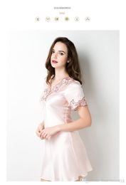 Summer Sleepwear New Women Spaghetti Strap Nightdress Sexy Lace Trim Silk Suspender Skirt Casual Daily Female Lingerie 06