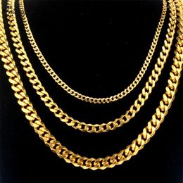 Chains Style Stainless Steel Cuban Chain Gold Black Colour Fashion Hip Hop Men And Women Necklace Jewellery