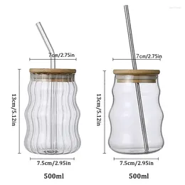 Wine Glasses 500ml Transparent Cups Tea Milk Beer Glass Mocha With Juice Breakfast And Lid Drinkware Mug Straw Bubble Can