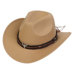 New style Western cowboy hat fashion plush bullhead hat popular chain hem jazz hat Vintage senior Tibetan hat cross border felt hat trend