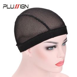 Hairnets Plussign Super Elastic Mesh Dome Wig Cap Big Hole Wig Cap For Weave Crochet Braid Wig Caps For Making Wigs 6Pcs 12Pcs Free Size