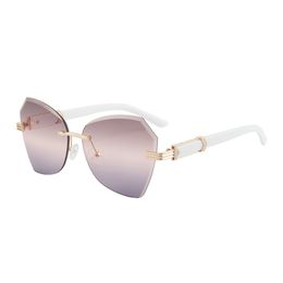 brand luxury sunglasses men designer sunglasses women Fashion simple sunglasses Female Driving sunshade mirror Half frame Polygon Dazzling sunglasses m557 white