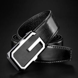 Men leather fashion personality young business leisure cowhide belt middle-aged smooth buckle A15217A