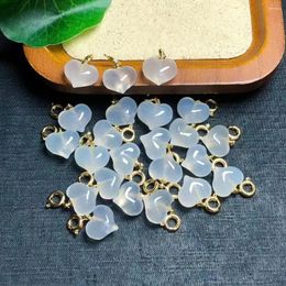 Decorative Figurines Cost Effective Natural White Agate Crystal Healing Fart Peach Charms Special Accessory For Jewlery Making