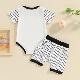 Clothing Sets Born Baby Boy Baseball Outfit Mamas Short Sleeve Jumpsuit Striped Elastic Shorts Set Boys Summer Clothes