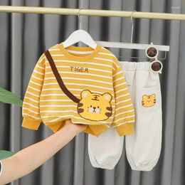 Clothing Sets 2024 Autumn Cotton Baby Boys' Set Children's Casual Long Sleeve Trousers Girloddler Tee Shirt Pants Clothes