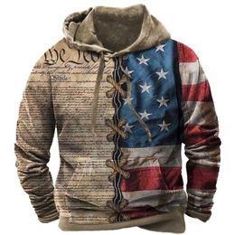 New Sweatshirt with American Flag 3d Printed Mens Loose Casual Hoodie