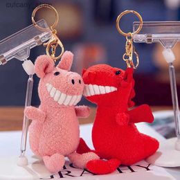 Stuffed Plush Animals Cute Smi Teeth Animals Crossing Keychains Plush Toys Frog Accessory Key Chain Bear Dinosaur Stuffed Doll Small Pendant L240320