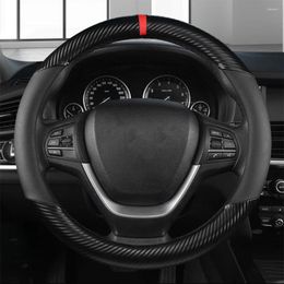 Steering Wheel Covers 38cm Car Cover Carbon Fibre Printed Leather Non-slip Wear-resistant Sweat Absorbing Sports