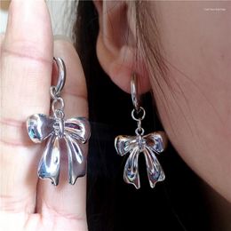 Hoop Earrings Korean Fashion Goth Vintage Cute Y2K Bowknot For Egirl Kawaii Jewellery Charms Aesthetic Punk 2000s EMO Accessories
