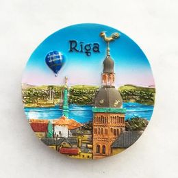 Latvia Riga Fridge Magnets Tourist Souvenir for Refrigerators 3d Resin Landmark Magnetic Stickers Home Decoration 240318