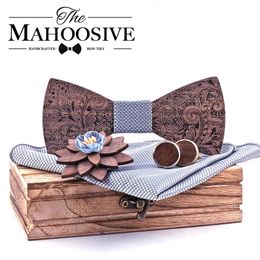 Formal Clasic Grey Tie for Men wedding wooden bow Set Gift Hanky Cufflinks Designer Fashion Silk Ties 240315