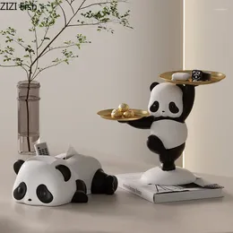 Decorative Figurines Lovely Panda Tissue Box Candy Snacks Storage Tray Paper Desk Decoration Case Coffee Table Desktop Boxes Ornaments