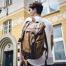 Backpack Vintage Waxed Canvas Men Backpacks For School Teenagers Travel Laptop