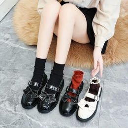 Dress Shoes BKQU Spring And Autumn Large Size 2024 Korean Version Fashion Mary Jane Bow All-match College Style Small Leather