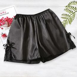 Women's Sleepwear Women Spring Summer Satin Silk Lace Safety Shorts Pants Sweet Loose Elastic Home Sleep Nightwear Bottom Thin Pajamas