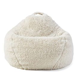 Big Joe Super Lying Chair Bean Bag Chair, Ivory Sherpa, Soft Artificial Fur, 2 Feet