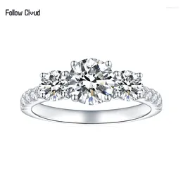 Cluster Rings Follow Cloud 1.8ct D Colour Moissanite Three Diamond For Women Engagement Wedding Band Bridel Jewellery S925 Sterling Silver