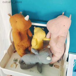 Stuffed Plush Animals Christmas Soft Cotton Linen Baby Toys 0 12 Months Cudddly Hippo Fabric Smoothing Doll Kawaii Handmade Home Decoration Toys Gifts L240320
