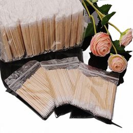 100pcs Disposable Cott Swab Lint Free Micro Brushes Wood Buds Swabs Ear Clean Sticks Eye Les Extensis Glue Removing Tools 37rn#
