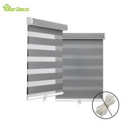 Shutters Cordless Zebra Blinds for Windows Full Shade Fabric Manual Cordfree Roller Blinds High Security Blackout Blinds for Bedroom Bat