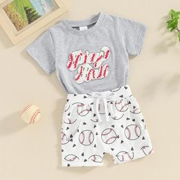 Clothing Sets Toddler Baby Boy Summer Outfit Take Me Out To The Ball Game T Shirt Tops Baseball Print Shorts Cute Clothes Set