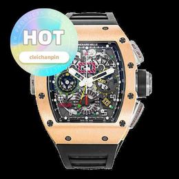 Hot RM Movement Wrist Watch Rm11-02 Mens 18k Rose Gold Calendar Time Month Double Time Zone Automatic RM1102