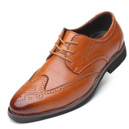 HBP Non-Brand New Arrival Big Size Pure Colour Brogue Leather Shoes Man Black Formal Shoes for Men New Styles formal
