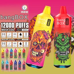 Original Bang Box 12000 Puff Disposable Vape Pen Electronic Cigarette 23ml Pre-filled Pod 650mAh Battery Mesh Coil 0% 2% 3% 5% Level 12 Flavours