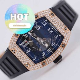 RM Racing Wrist Watch RM005 Mens Series 18k Rose Gold With Diamond Back Date Display Automatic Mechanical Watches Chronograph