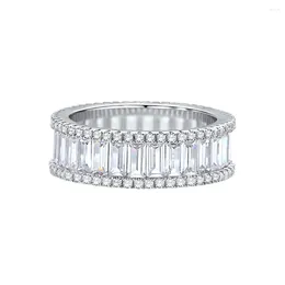 Cluster Rings Zhenchengda 2024 Product: Rectangular Zirconia Full Diamond Inlaid Pairing For Women's S925 Pure Silver Ring