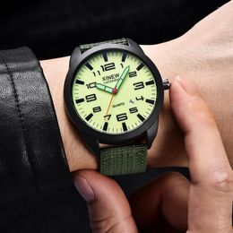 Wristwatches Fashion Men'S Watch Men Waterproof High Quality Nylon Strap Calendar Luminous Quartz Wrist Erkek Kol Satleri