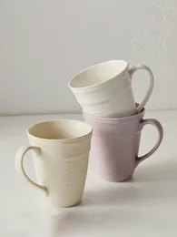 Mugs 390ml Creative Ceramic Mug Solid Colour Breakfast Milk Coffee Cup Household Drinkware Couple Cups